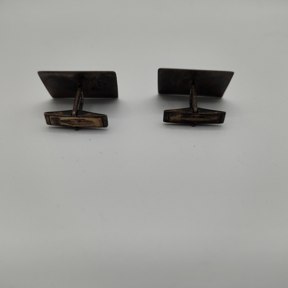 Vintage 1949  .950 Silver Jacob M Oldak Two-Way Cuff Links Intricate - Picture 3 of 4